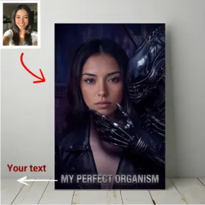 Custom Photo Alien Valentine Canvas Perfect Organism Bio-Mechanical Dark Sci-Fi Romance Art
