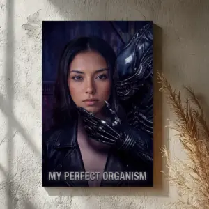 Custom Photo Alien Valentine Canvas Perfect Organism Bio-Mechanical Dark Sci-Fi Romance Art