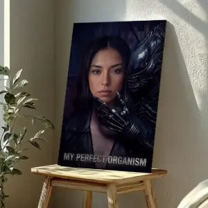 Custom Photo Alien Valentine Canvas Perfect Organism Bio-Mechanical Dark Sci-Fi Romance Art