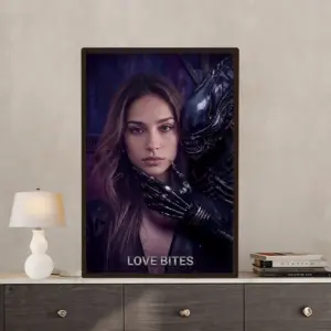 Custom Photo Alien Valentine Poster Perfect Organism Bio-Mechanical Dark Sci-Fi Romance Art