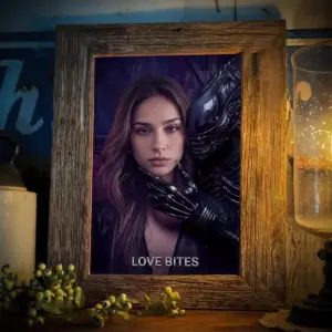 Custom Photo Alien Valentine Poster Perfect Organism Bio-Mechanical Dark Sci-Fi Romance Art