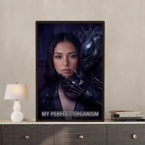 Custom Photo Alien Valentine Poster Perfect Organism Bio-Mechanical Dark Sci-Fi Romance Art