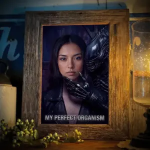 Custom Photo Alien Valentine Poster Perfect Organism Bio-Mechanical Dark Sci-Fi Romance Art