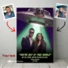 Custom Photo UFO Abduction Couple Canvas Funny Personalized Alien Valentine Anniversary Gift Wall Art