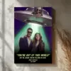Custom Photo UFO Abduction Couple Canvas Funny Personalized Alien Valentine Anniversary Gift Wall Art