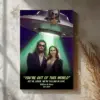 Custom Photo UFO Abduction Couple Canvas Funny Personalized Alien Valentine Anniversary Gift Wall Art