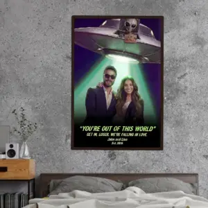 Custom Photo UFO Abduction Couple Poster | Funny Personalized Alien Valentine Anniversary Gift 12 Custom Photo UFO Abduction Couple Poster Funny Personalized Alien Valentine Anniversary Gift
