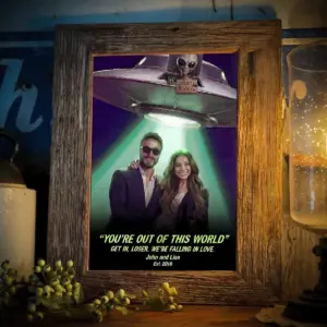 Custom Photo UFO Abduction Couple Poster | Funny Personalized Alien Valentine Anniversary Gift 15 Custom Photo UFO Abduction Couple Poster Funny Personalized Alien Valentine Anniversary Gift