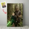 Custom Star Wars Portrait for Boy with Bigfoot Canvas Funny Personalized Gift for Son