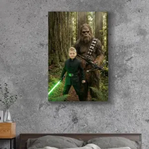 Custom Star Wars Portrait for Boy with Bigfoot Canvas Funny Personalized Gift for Son