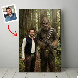 Custom Star Wars Portrait for Dad with Bigfoot Canvas Funny Valentines Day Gift for Husband