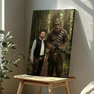 Custom Star Wars Portrait for Dad with Bigfoot Canvas Funny Valentines Day Gift for Husband