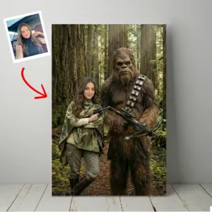 Custom Star Wars Portrait for Mom with Bigfoot Canvas Funny Valentines Day Gift for Wife