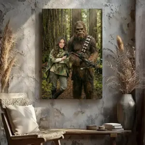 Custom Star Wars Portrait for Mom with Bigfoot Canvas Funny Valentines Day Gift for Wife