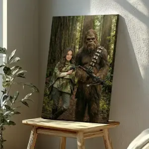 Custom Star Wars Portrait for Mom with Bigfoot Canvas Funny Valentines Day Gift for Wife