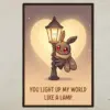 Cute Mothman Lamp Poster Kawaii You Light Up My World Funny Cryptid Valentine Art