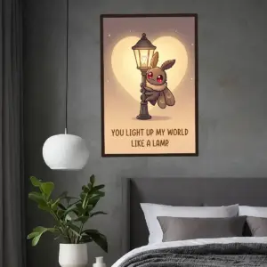 Cute Mothman Lamp Poster | Kawaii 'You Light Up My World' Funny Cryptid Valentine Art 9 Cute Mothman Lamp Poster Kawaii You Light Up My World Funny Cryptid Valentine Art