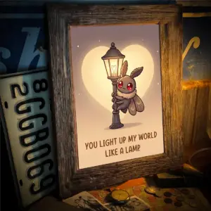 Cute Mothman Lamp Poster | Kawaii 'You Light Up My World' Funny Cryptid Valentine Art 11 Cute Mothman Lamp Poster Kawaii You Light Up My World Funny Cryptid Valentine Art