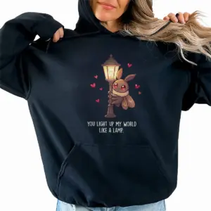 Cute Mothman Lamp Shirt Kawaii You Light Up My World Funny Cryptid Valentine Tee