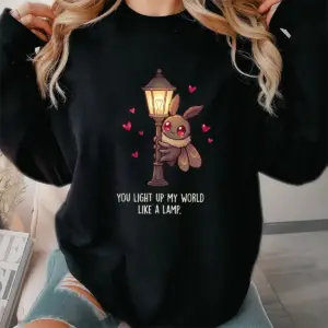 Cute Mothman Lamp Shirt Kawaii You Light Up My World Funny Cryptid Valentine Tee