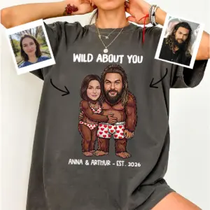 Funny Custom Face Bigfoot Couple Valentine Shirt Personalized Text Photo Sasquatch Anniversary