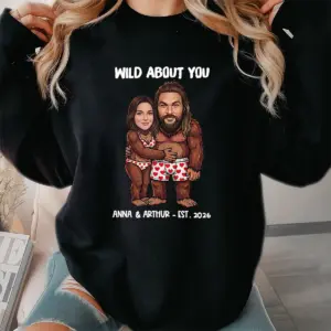 Funny Custom Face Bigfoot Couple Valentine Shirt Personalized Text Photo Sasquatch Anniversary