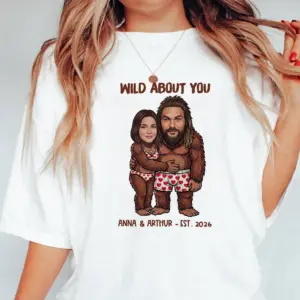 Funny Custom Face Bigfoot Couple Valentine Shirt Personalized Text Photo Sasquatch Anniversary
