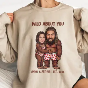 Funny Custom Face Bigfoot Couple Valentine Shirt Personalized Text Photo Sasquatch Anniversary