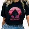 Funny Mothman Butt Shirt Naughty Valentine Gift for Him Retro Sunset Guess What Tee