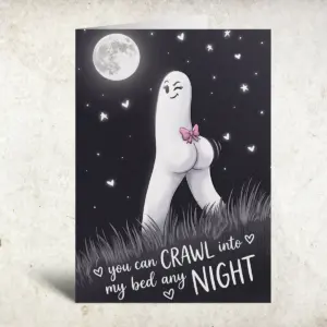 Funny Thicc Fresno Nightcrawler Valentine Card Crawl Into My Bed Sexy Cryptid Greeting Card