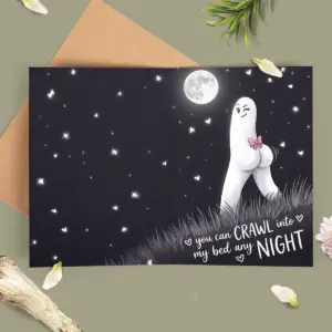 Funny Thicc Fresno Nightcrawler Valentine Card | 'Crawl Into My Bed' Sexy Cryptid Greeting Card 5 Funny Thicc Fresno Nightcrawler Valentine Card Crawl Into My Bed Sexy Cryptid Greeting Card