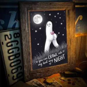 Naughty Fresno Nightcrawler Valentine Poster | 'Crawl Into My Bed' Sexy Cryptid Walking Pants Wall Decor 11 Naughty Fresno Nightcrawler Valentine Poster Crawl Into My Bed Sexy Cryptid Walking Pants Wall Decor