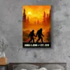 Personalized Bigfoot Couple Canvas Custom Name Camping Sasquatch Valentine Anniversary Gift