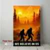 Personalized Bigfoot Couple Canvas Custom Name Camping Sasquatch Valentine Anniversary Gift