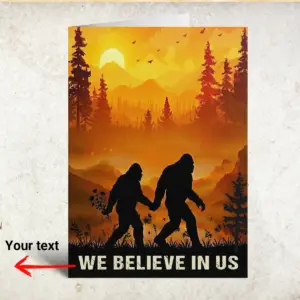 Personalized Bigfoot Couple Card Custom Name Camping Sasquatch Valentine Anniversary