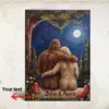 Personalized Bigfoot Couple Valentine Card Romantic Van Gogh Sasquatch Anniversary Greeting Card