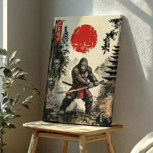 Personalized Bigfoot Samurai Canvas Custom Japanese Kanji Name Sasquatch Warrior Ukiyo-e Art
