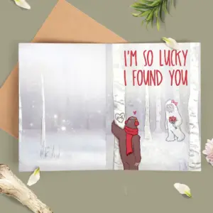 Personalized Bigfoot Yeti Valentine Card Custom Initials Cryptid Couple Hide and Seek Anniversary Greeting