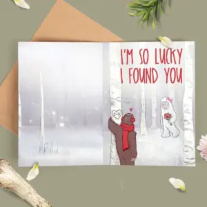 Personalized Bigfoot Yeti Valentine Card Custom Initials Cryptid Couple Hide and Seek Anniversary Greeting