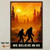Personalized Bigfoot Couple Poster | Sunset Sasquatch Valentine Anniversary Gift 14 Personalized Camping Partners Bigfoot Shirt Retro Hiking Sasquatch Couple Valentine Gift