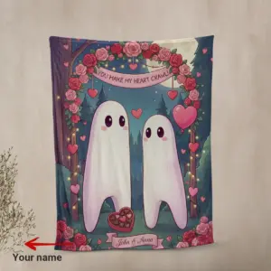 Personalized Cute Fresno Nightcrawler Blanket Custom Name Cryptid Couple Valentine Cozy