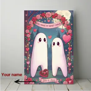 Personalized Cute Fresno Nightcrawler Canvas Custom Name Cryptid Couple Valentine Wall Art