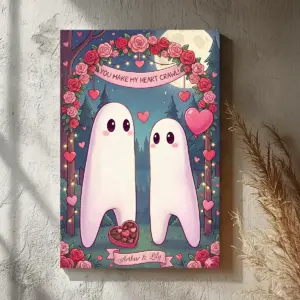 Personalized Cute Fresno Nightcrawler Canvas Custom Name Cryptid Couple Valentine Wall Art
