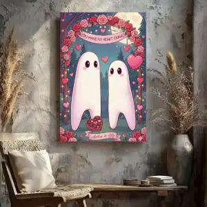 Personalized Cute Fresno Nightcrawler Canvas Custom Name Cryptid Couple Valentine Wall Art