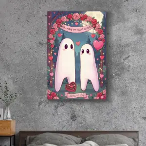 Personalized Cute Fresno Nightcrawler Canvas Custom Name Cryptid Couple Valentine Wall Art
