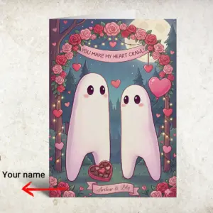 Personalized Cute Fresno Nightcrawler Valentine Card Custom Name Cryptid Couple Greeting Card