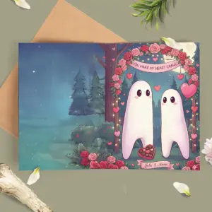 Personalized Cute Fresno Nightcrawler Valentine Card Custom Name Cryptid Couple Greeting Card