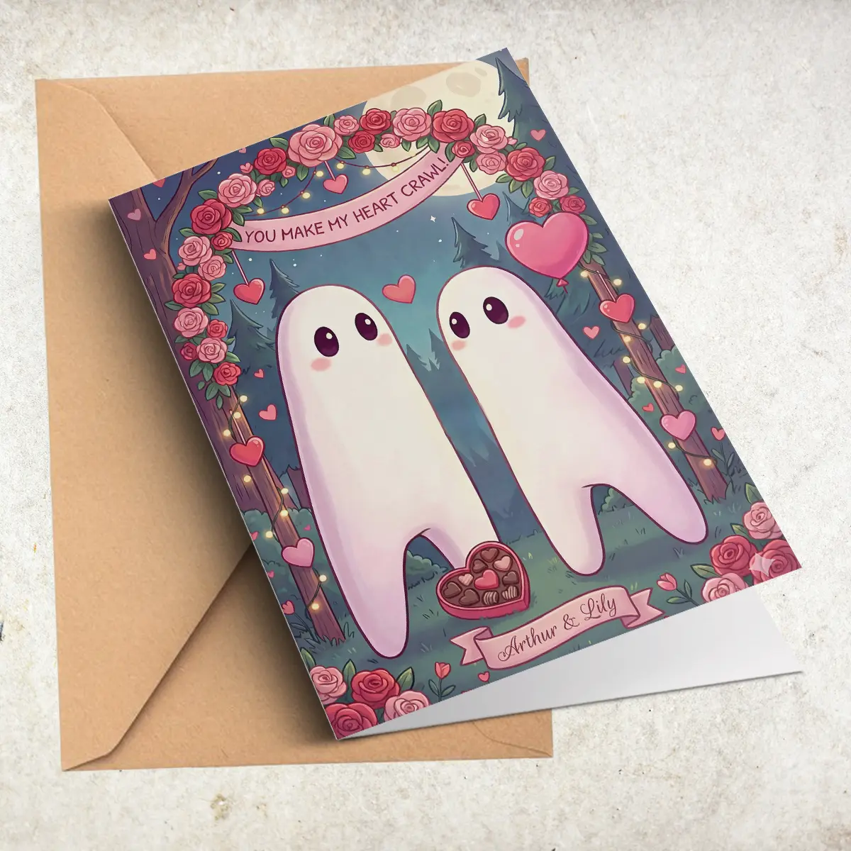 Personalized Cute Fresno Nightcrawler Valentine Card | Custom Name Cryptid Couple Greeting Card 3 Personalized Cute Fresno Nightcrawler Valentine Card Custom Name Cryptid Couple Greeting Card