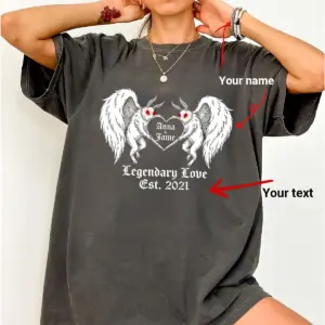 Personalized Mothman Couple Shirt Gothic Custom Cryptid Valentine Anniversary Gift Dark Aesthetic