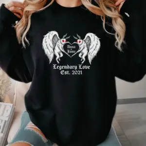Personalized Mothman Couple Shirt Gothic Custom Cryptid Valentine Anniversary Gift Dark Aesthetic